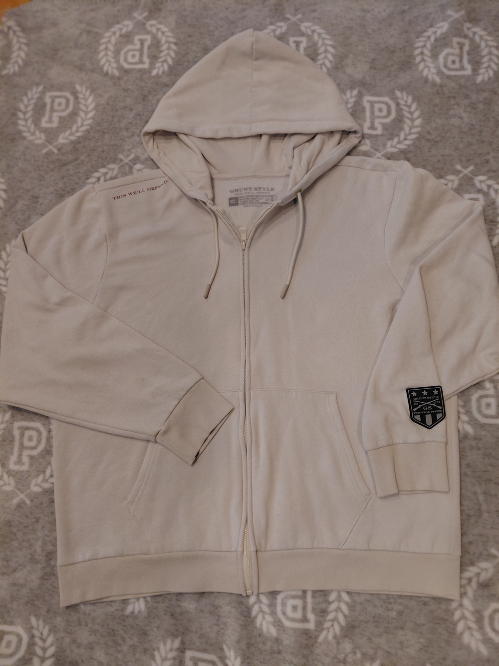 Grunt Style Mens Zip-Up Hoodie Jacket in Beige -